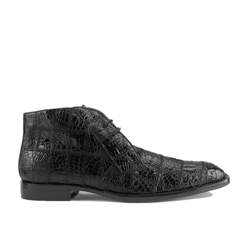 Mens Belvedere Stefano Patchwork Crocodile Dress Boot in Black
