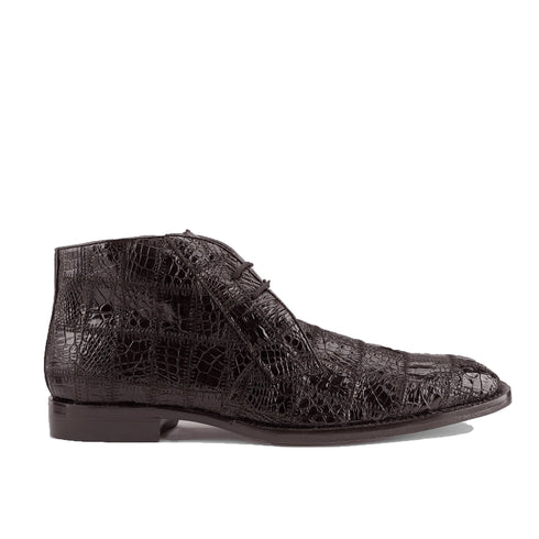 Mens Belvedere Stefano Patchwork Crocodile Dress Boot in Black