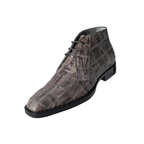 Mens Belvedere Stefano Patchwork Crocodile Dress Boot in Grey