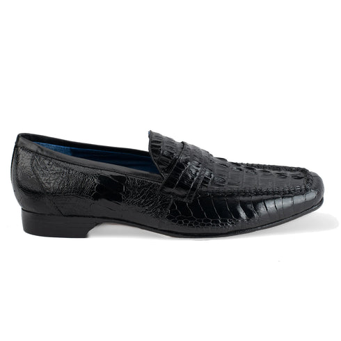 Mens Belvedere Natale Genuine Crocodile Loafer Dress Shoe in Brandy