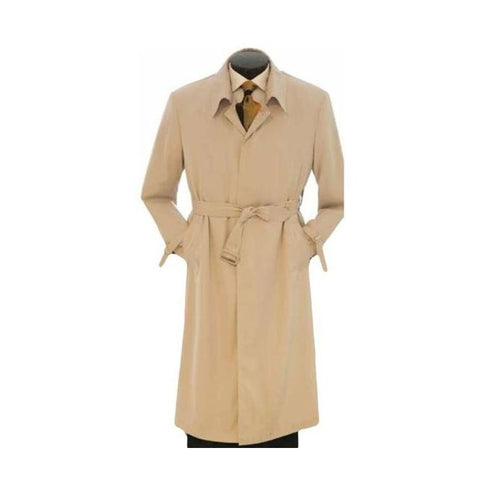 Mens Big And Tall Button Closure Trench Coat Khaki