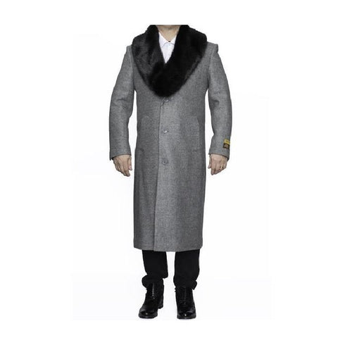 Mens Big And Tall Light Grey Wool Outerwear Coat Overcoat