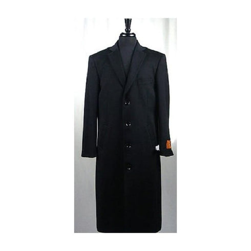 Mens Black 4 Button Wool Single Breasted Bravo Top Overcoat