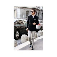Mens Black Casual Tailored Double Breast Velvet Jackets Blazer