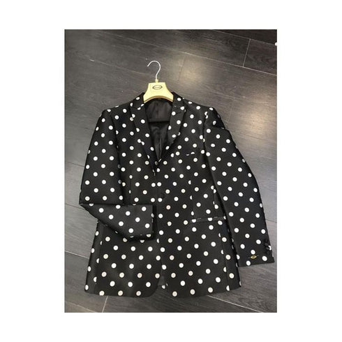Mens Black Dot Pattern Casual Dress