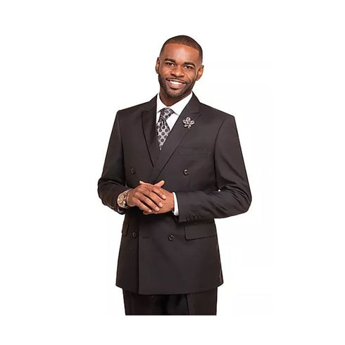Mens Black Double Breasted 2 Button Notch Lapel Suit
