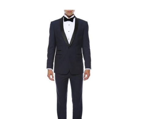 Mens Black Slim Fit One Button Shawl Collar Sport Coat