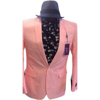 Mens Blazer Notch Lapel Pink Single Breasted Coat