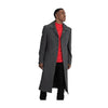 Mens Blu Martini Four Button Wool Full Length Charcoal Overcoat