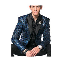 Mens Blue Jacket Tuxedo Blazer peak lapel Sport coat
