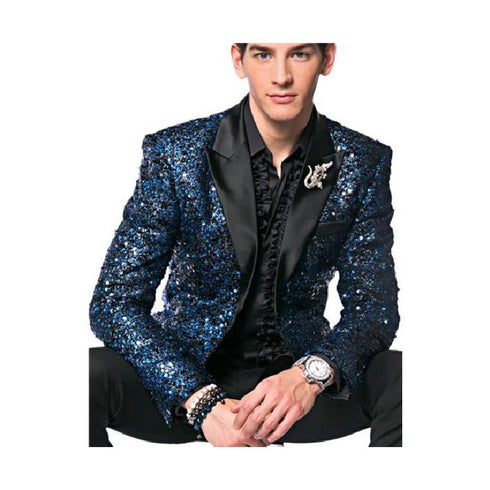 Mens Blue Jacket Tuxedo Blazer peak lapel Sport coat