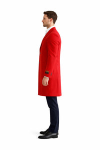 Mens Wool Red Overcoat