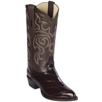 J Toe Cowboy Boots - J Toe Western Boots - Los Altos Boots - Mens Dress Cowboy Boot - Low Priced Mens Brown Eel Boots J-Toe- in Brown