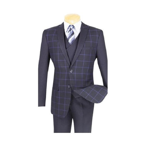 Mens Charcoal Plaid ~ Windowpane Slim Fit Blazer ~ Sport Jacket