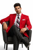 Mens Classic Fit Poplin Club Sport Coat Blazer In Red