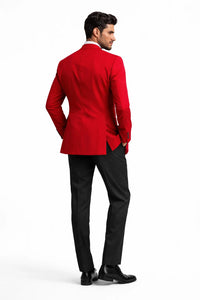 Mens Classic Fit Poplin Club Sport Coat Blazer In Red