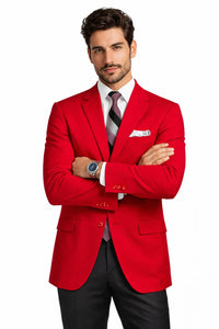 Mens Classic Fit Poplin Club Sport Coat Blazer In Red