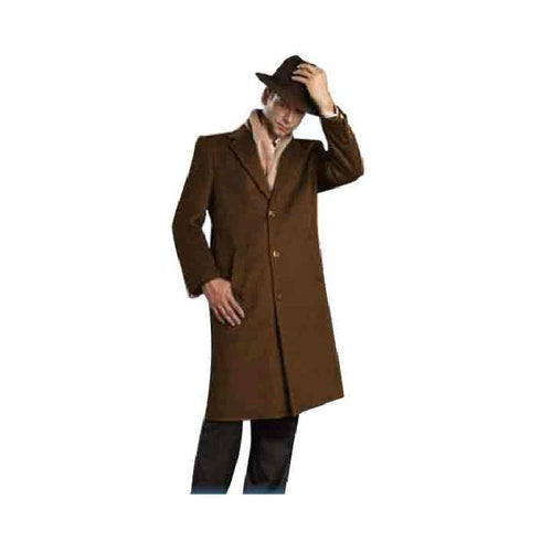 Mens Cognac Alberto Nardoni Brand Full Length Topcoat