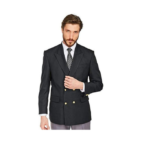 Mens Double Breasted Blazer with Gold Buttons Wool Overcoat