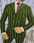 Mens Double Breasted Gangster Six Button Suit in Black/Black and Red Pinstripe