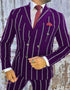 Mens Double Breasted Gangster Six Button Suit in Black/Black and Red Pinstripe