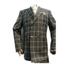 Mens Double breasted Black and White Plaid Windowpane