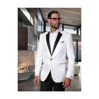Mens Flashy Satin Shiny Sportcoat Jacket / Dinner Jacket White