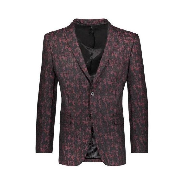 Mens Burgundy 2 Button Floral Paisley Prom and Wedding Blazer