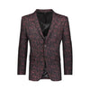 Mens Floral Pattern Slim Fit Two Button Burgundy Blazer