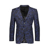 Mens Floral Pattern Slim Fit Two Button Navy Blazer