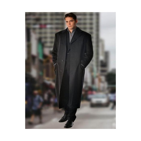 Mens Full Length Three Button Topcoat in Pure Cashmere