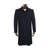 Mens Gray Zip Up Closure Knee Length Collared Jacket Wool Coat