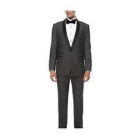 Mens Grey with Black Slim Fit One Button Sport Coat