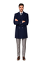 Mens Knee Length Pea Coat Navy
