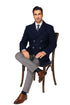 Mens Knee Length Pea Coat Navy