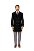 Mens Knee Length Pea coat Balck Mens Peacoat