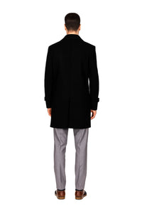 Mens Knee Length Pea coat Balck Mens Peacoat