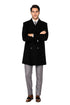 Mens Knee Length Pea coat Balck Mens Peacoat