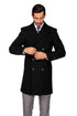 Mens Knee Length Pea coat Balck Mens Peacoat