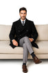 Mens Knee Length Pea coat Balck Mens Peacoat