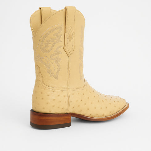 Men's Los Altos Ostrich Skin Wide Square Toe Boots - B