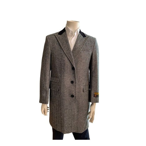 Mens Mid-Length Coats - 3/4 Length Mens Coat - Grey Wool Car Coats $199