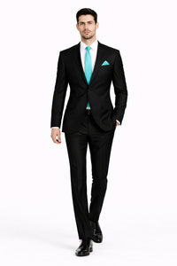 Mens Modern Fit Shiny Sharkskin Suit in Black
