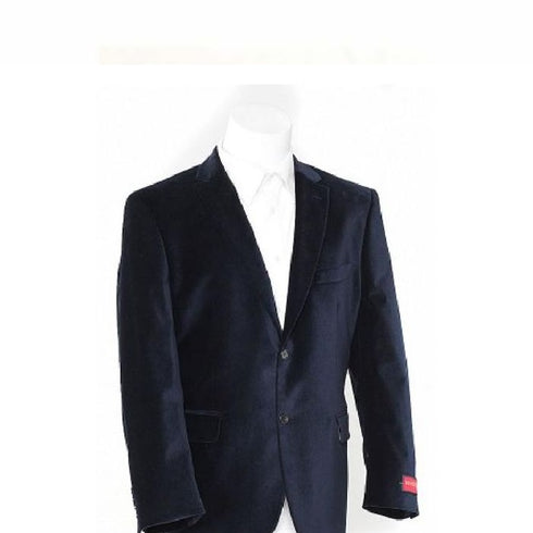 Mens Navy Blue Two Button Velvet Sports Jacket