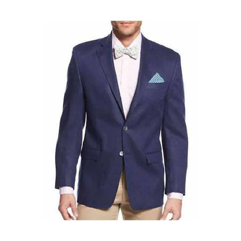 Mens Navy Linen Two Button Single Breasted Sportcoat