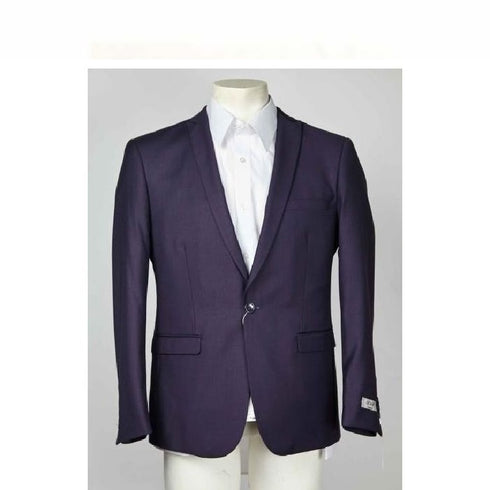 Mens Navy Peak Lapel One Button Single Breasted Blazer Vent