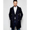 Mens Navy Wool Topcoat With Gold Buttons - Carcoat Double Breasted Peacoat