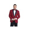Mens Notch Lapel Red Floral Pattern Paisley Tuxedo