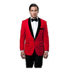 Mens One Button Velvet Tazio Slim Fit Red Blazer Jacket