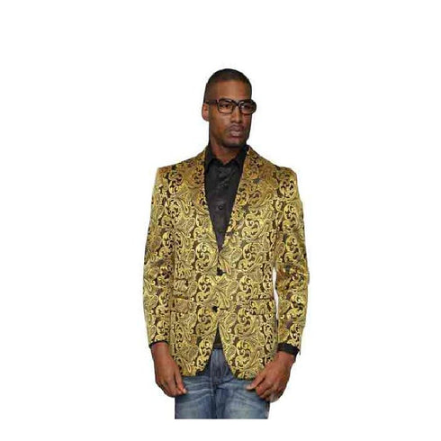 Mens Paisley Alberto Nardoni Brand Jacket Gold Sport Coat